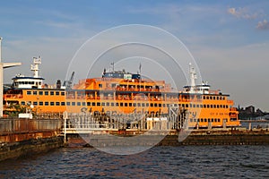 Staten Island Ferry docked at Whitehall Terminal in Manhattan