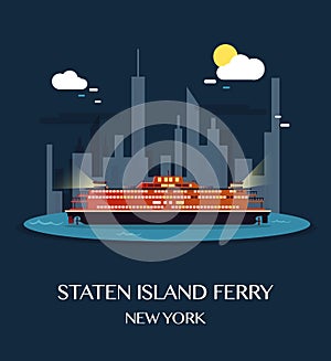 Staten Island Ferry.Vector Illustration. photo