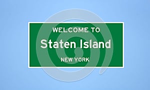 Staten Island, New York city limit sign. Town sign from the USA