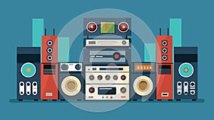 A stateoftheart stereo system with highfidelity amplifiers receivers and equalizers. Vector illustration. photo