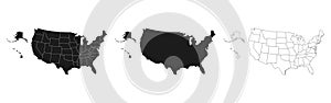 States of America territory. North America and Alaska. Vector illustration. EPS 10