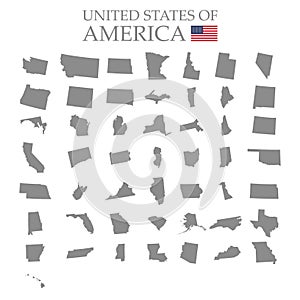 States of America territory on white background. Separate states. Vector illustration