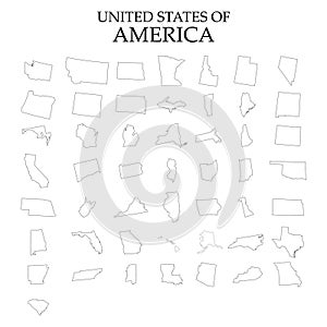 States of America territory on white background. Separate states. Vector illustration