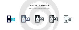 States of matter icon in different style vector illustration. two colored and black states of matter vector icons designed in