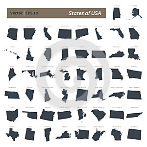 States of US Map set Vector Template Illustration Design