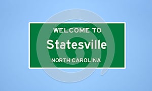 Statesville, North Carolina city limit sign. Town sign from the USA.
