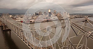 Static Aerial Bridge Deck Mississippi River New Orleans Louisianna