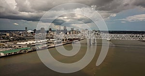 Static aerial bridge deck Mississippi River New Orleans Louisianna