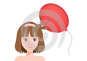 Static Electricity of human hair with balloon vector photo