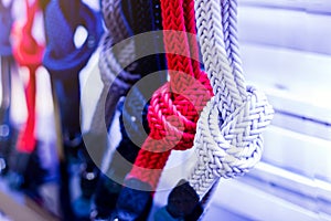 Static nylon cords. Camera strap rope is a polypropylene cord. bright colors