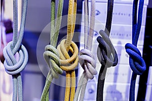 Static nylon cords. Camera strap rope is a polypropylene cord. bright colors