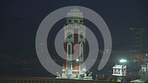 Static shot of Clock Tower,Har ki Pauri, Haridwar, Uttarakhand, India.