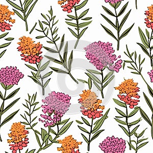 Retro Style Statice Flowers In Multiple Colors On White