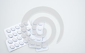 Statins tablets pill in white blister pack for light resistance