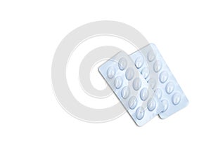 Statins tablets pill in white blister pack for light resistance photo
