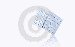 Statins tablets pill in white blister pack