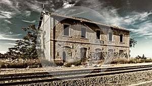 Old dilapidated train station. No train stops here. Lost Places. photo