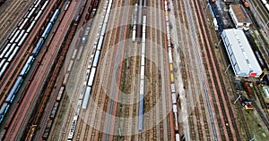 Station with freight trains and containers