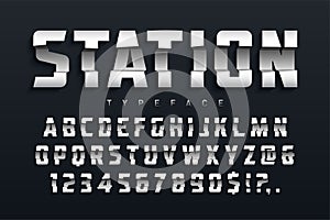 Station futuristic display typeface design, alphabet, sport