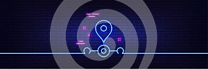 Station line icon. Subway journey path sign. Neon light glow effect. Vector