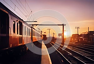station railway industry public arrival traffic sunset stop business carriage transportation journey subway speed platform