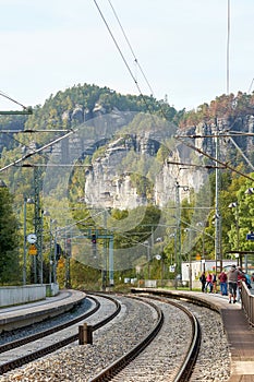 The station of Rathen in the Elbe Sandstone Mountains