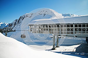 Station of the skiing in the middle mountaintop