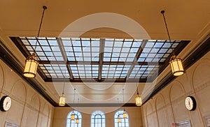 Station waiting room glass ceiling hall vintage lamp