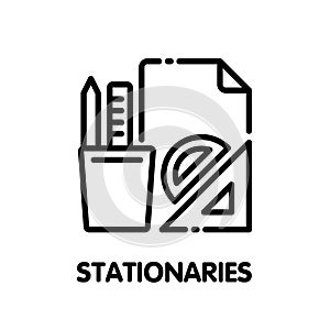 Stationaries outline icon style design illustration on white background