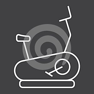 Stationary bicycle line icon, fitness and sport