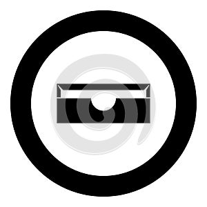 Stationary paper tray black icon in circle vector illustration