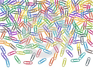 Stationary paperclips isolated on white background