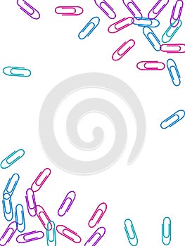 Stationary paperclips isolated on white background