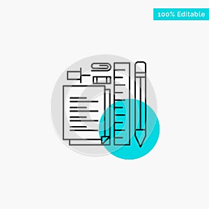 Stationary, Pencil, Pen, Notepad, Pin turquoise highlight circle point Vector icon photo
