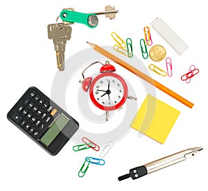 Stationery with alarm clock and keys