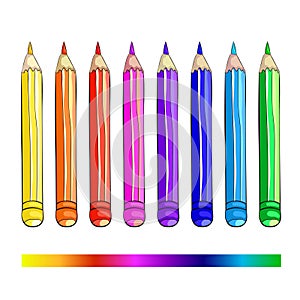 Stationery for drawing colored pencils. vector illustration