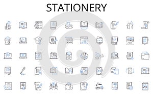 Stationery line icons collection. Satisfaction, Support, Assistance, Communication, Feedback, Responsiveness, Quality