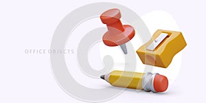 Stationery for office. Advertising layout with 3D illustration photo
