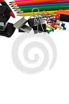 Stationery, office and student accessories isolated