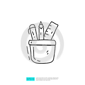 stationery pencil ruler doodle icon