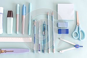 Stationery set flatly on the desk