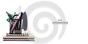 Stationery set in stand notebook diary pattern