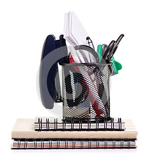 Stationery set in stand notebook diary