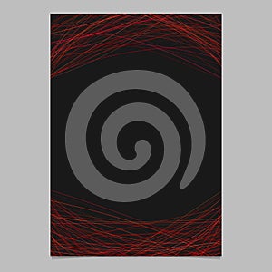 Stationery template with curved lines in dark red tones - blank vector stationery illustration on black background