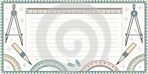 Stationery Theme Background with Double Decorative Border