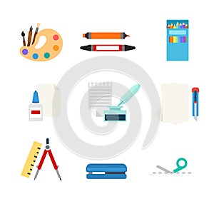 Stationery tools web app flat vector icon: art paint palette