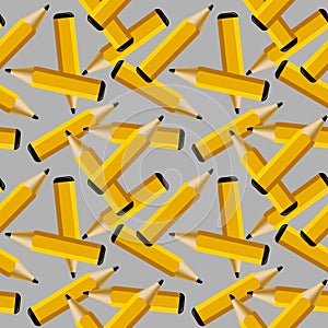 Stationery, wooden yellow pencils on a gray background.