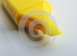 Stationery - yellow highlighter pen tip close-up/macro