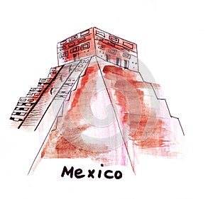 stationIllustration Landmark sketching sun pyramid in Mexico