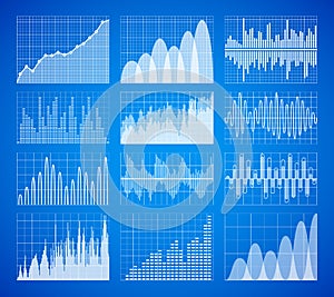 Statistic, business data graphs, charts vector set. Information infographic elements